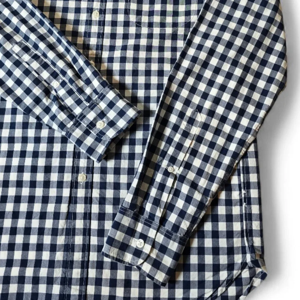 J.Crew Slim Fit Button Down Shirt Men’s Small Navy White Gingham Check Casual